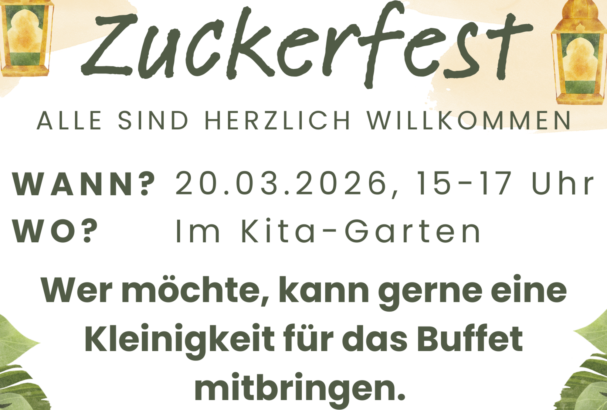 das Werbeplakat mit Datum und Uhrzeit