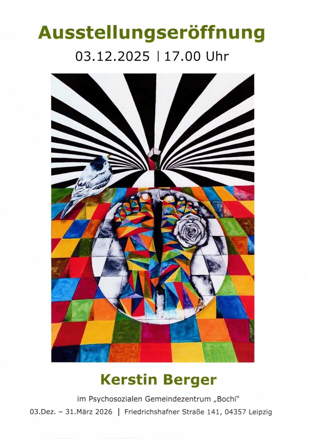 Werbeplakat zur Ausstellungseröffnung von Kerstin Berger, 03.12.2025 bis 31.03.2026