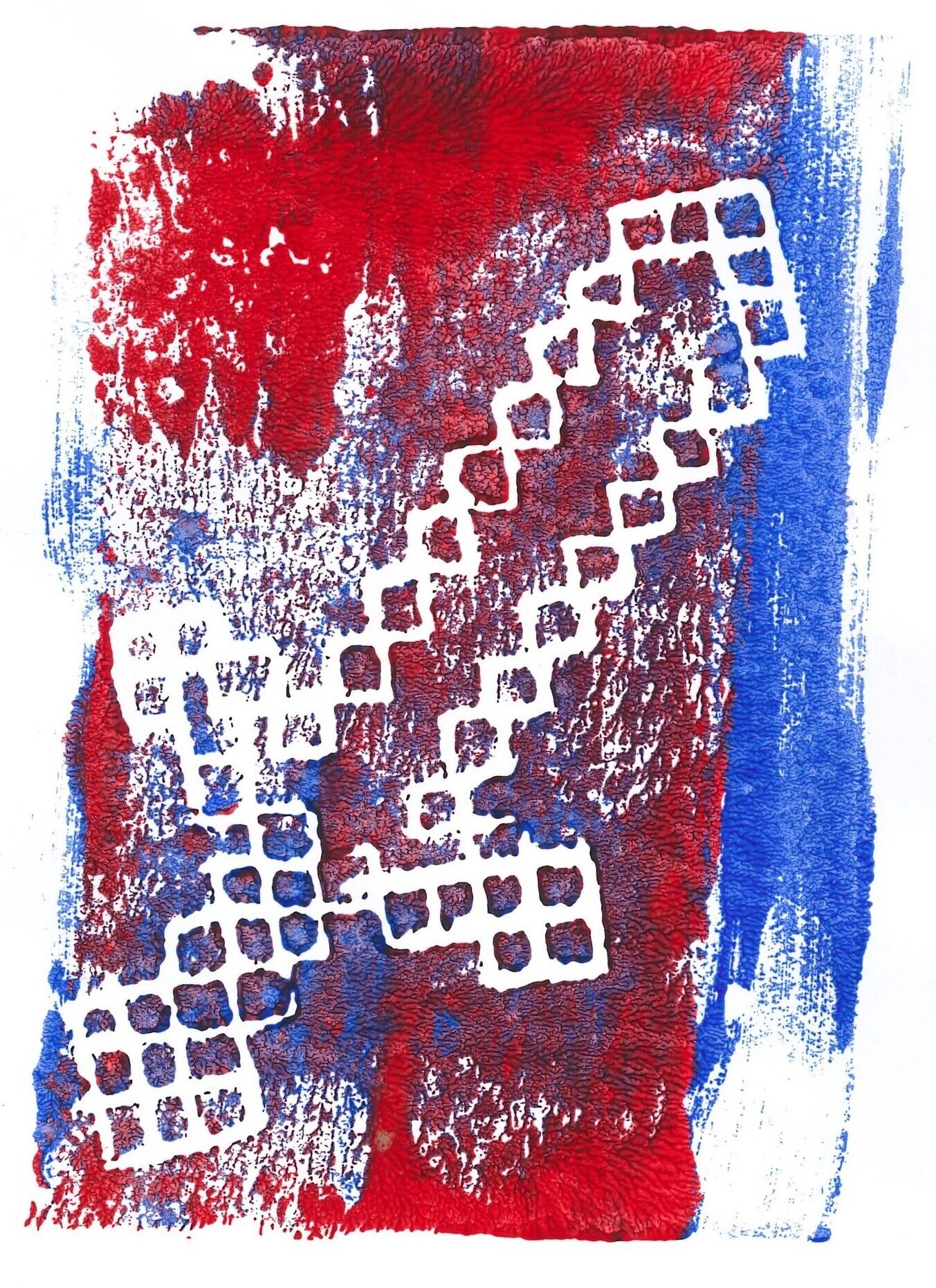 © SEB Leipzig ein selbstgedrucktes Bild in blau und rot